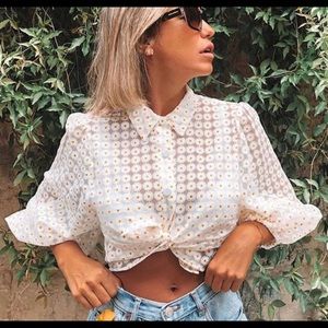 Zara sheer sunflower top